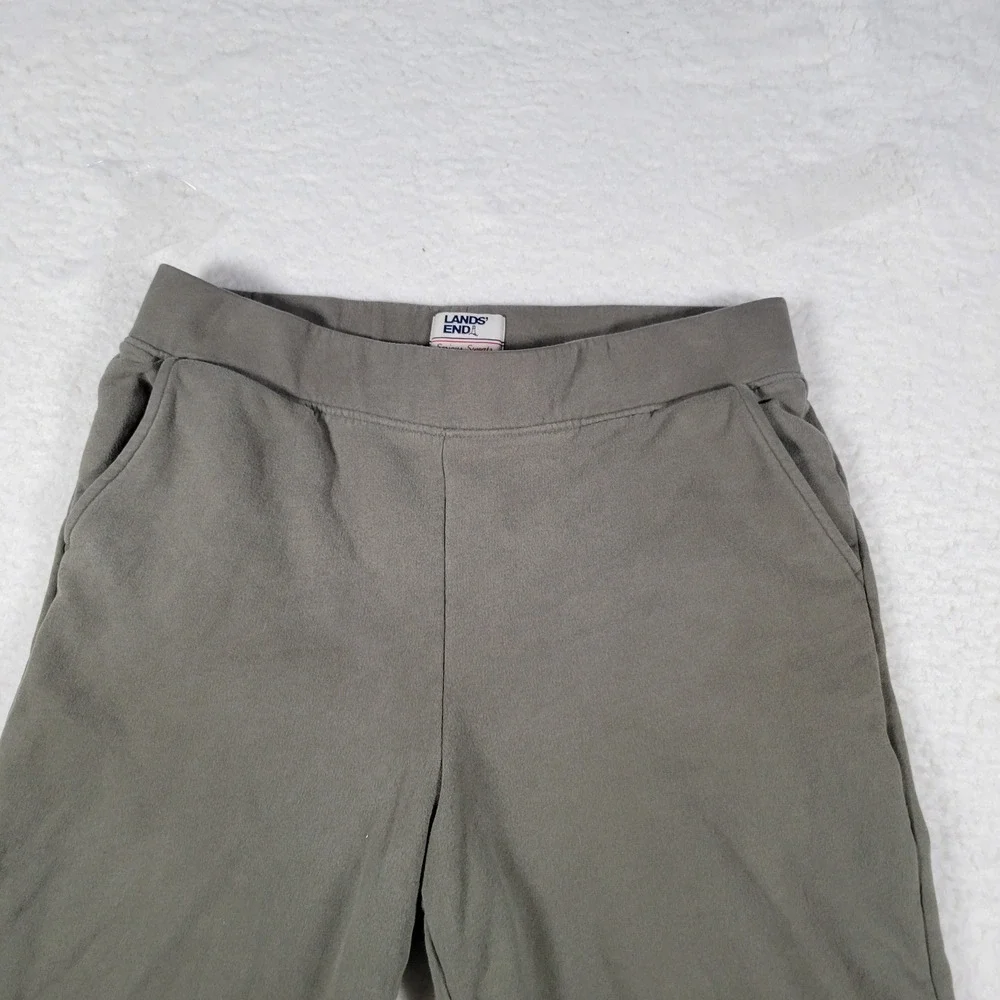 Lands' End Serious Sweats Joggers Womens Size M 10-12 Olive Green Tapered Pants - Picture 2 of 13